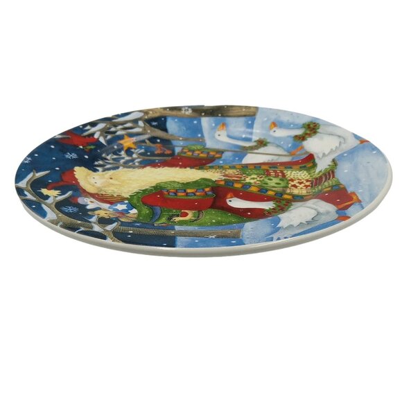Santa With Geese Stoneware Plate 7.5" Debi Hron 2010 Gibson - Picture 4 of 7